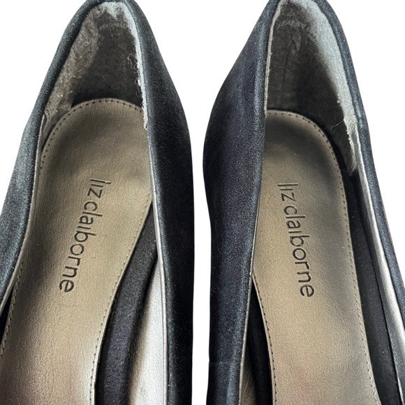 Liz Claiborne Chloe Black Suede Round Toe Stacked Heel Pumps – Size 8 M - Picture 10 of 13